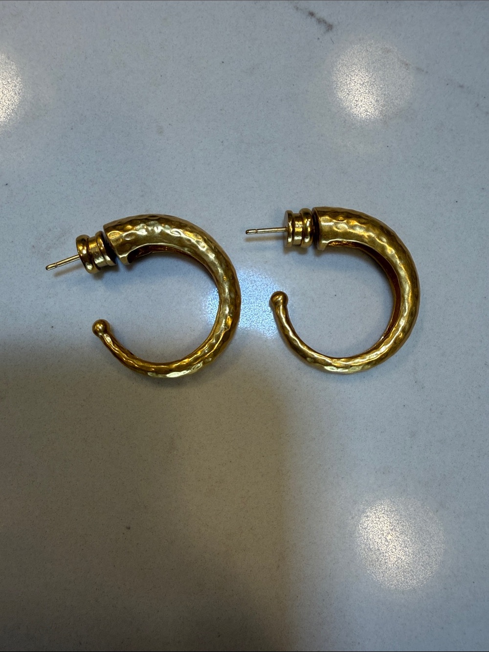 Julie Vos Gold Hammered Crescent Hoop Earrings